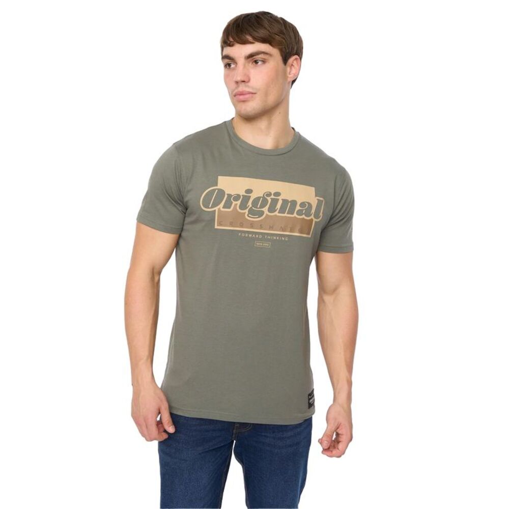 Crosshatch Mens Chevin T-Shirt / Olive